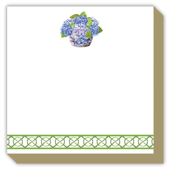 Blue Hydrangeas in Basket Luxe Notepad Notebooks & Notepads Rosanne Beck