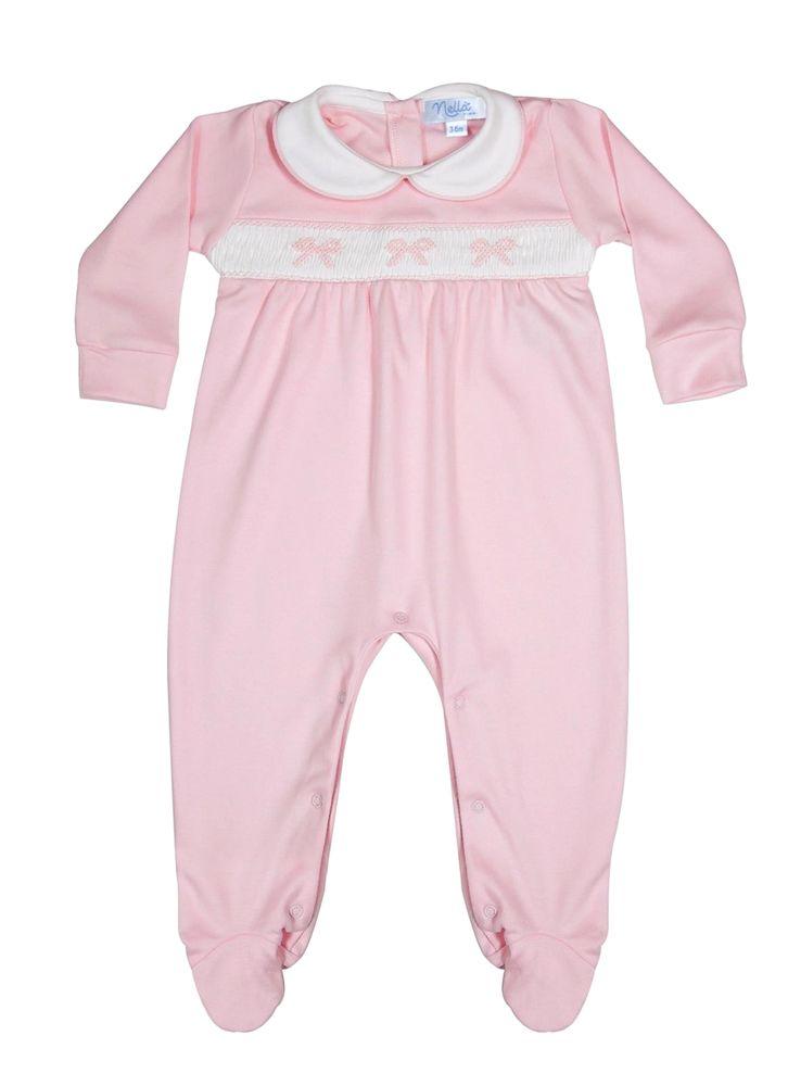 Bow Smocked Baby Footie Clothing Nella Pima