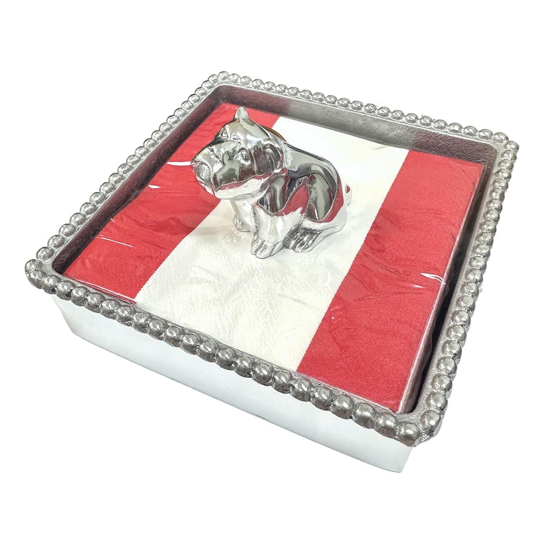 Bulldog Beaded Napkin Box Cocktail Napkins Mariposa