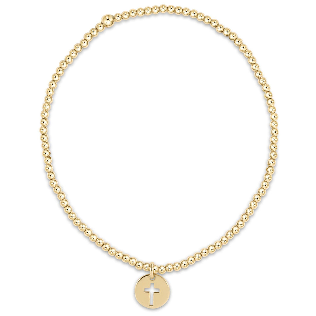 Classic Gold 2mm Bead Bracelet - Blessed Small Charm Bracelets eNewton