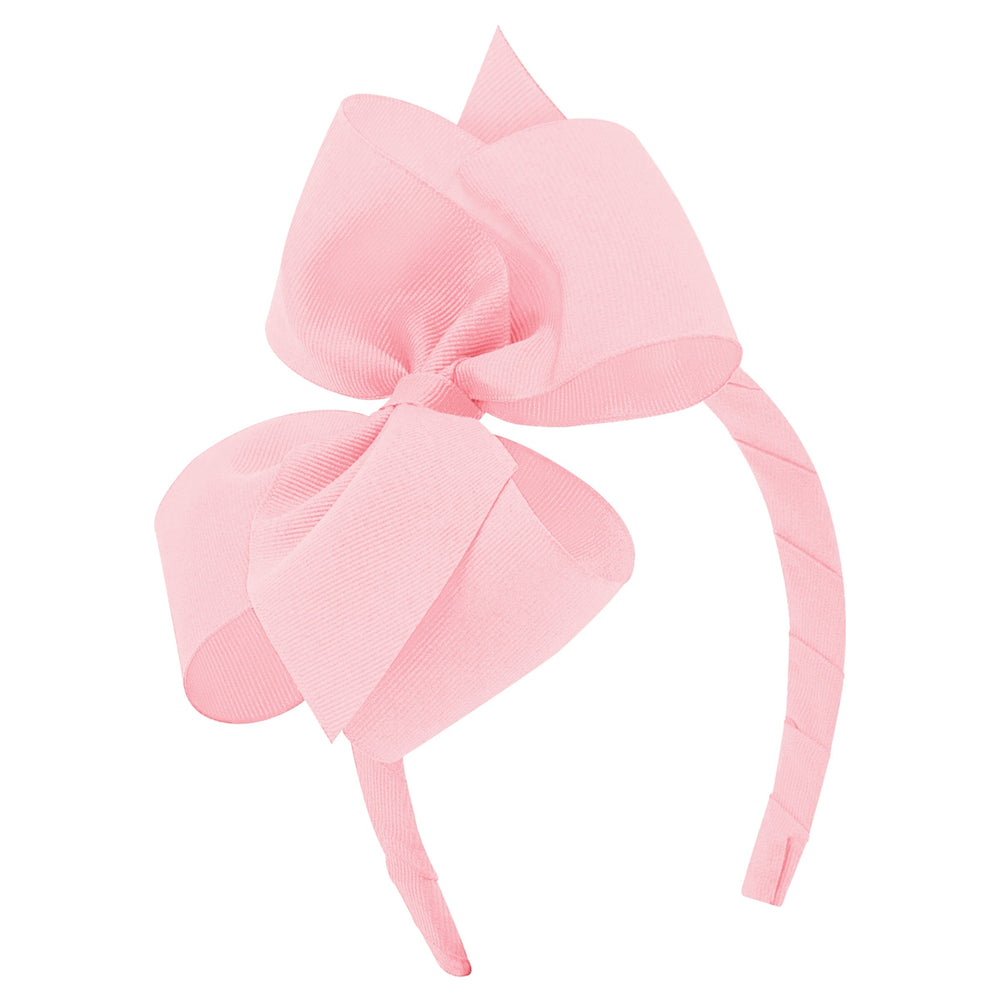 Classic Grosgrain Bow on Headband - Medium Headband WeeOnes Light Pink 