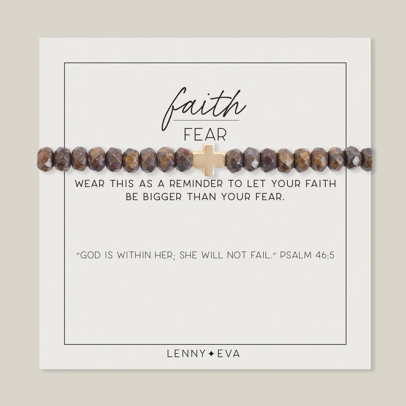 Faith Over Fear Gold Cross Bracelet Bracelet Lenny and Eva Bronzite 