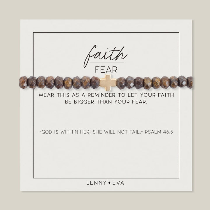 Faith Over Fear Gold Cross Bracelet Bracelet Lenny and Eva Bronzite 