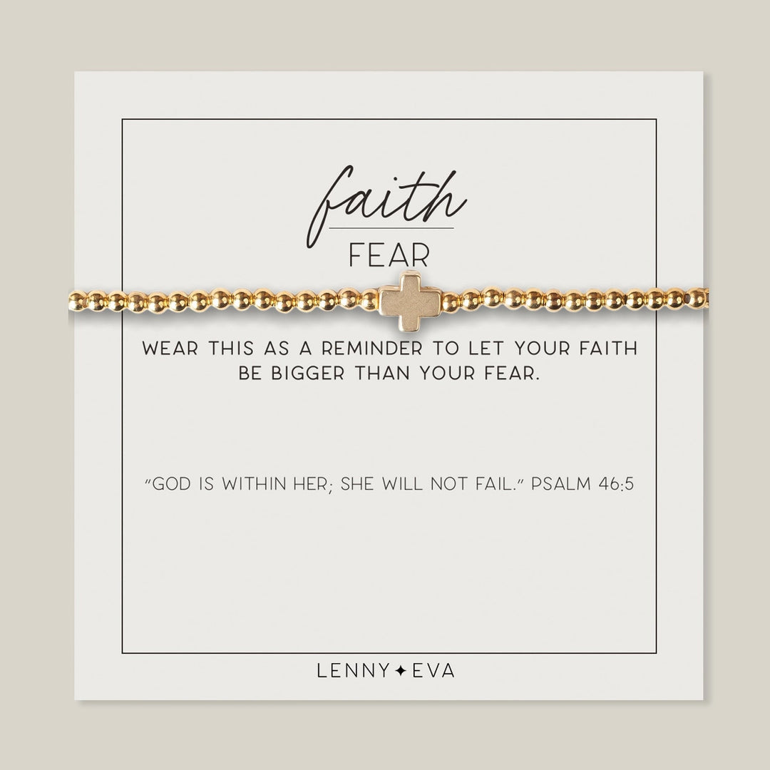 Faith Over Fear Gold Cross Bracelet Bracelet Lenny and Eva Gold 