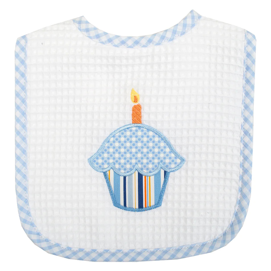 Feeding Bib - Boy Birthday Cupcake Bib 3 Marthas