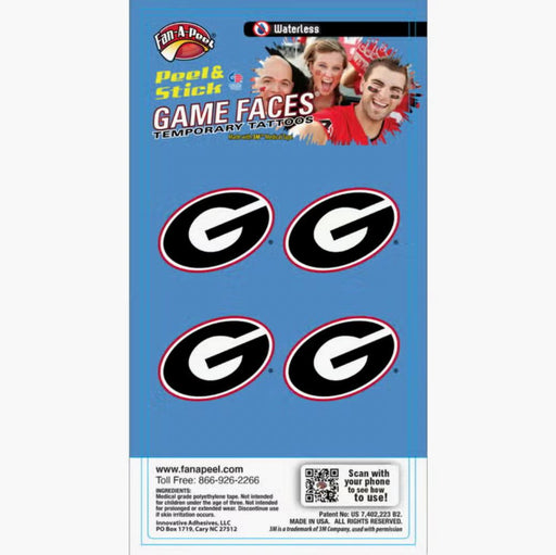 Game Face Temporary Face Tattoos Gameday Gear Fanapeel/GameFaces Georgia G 