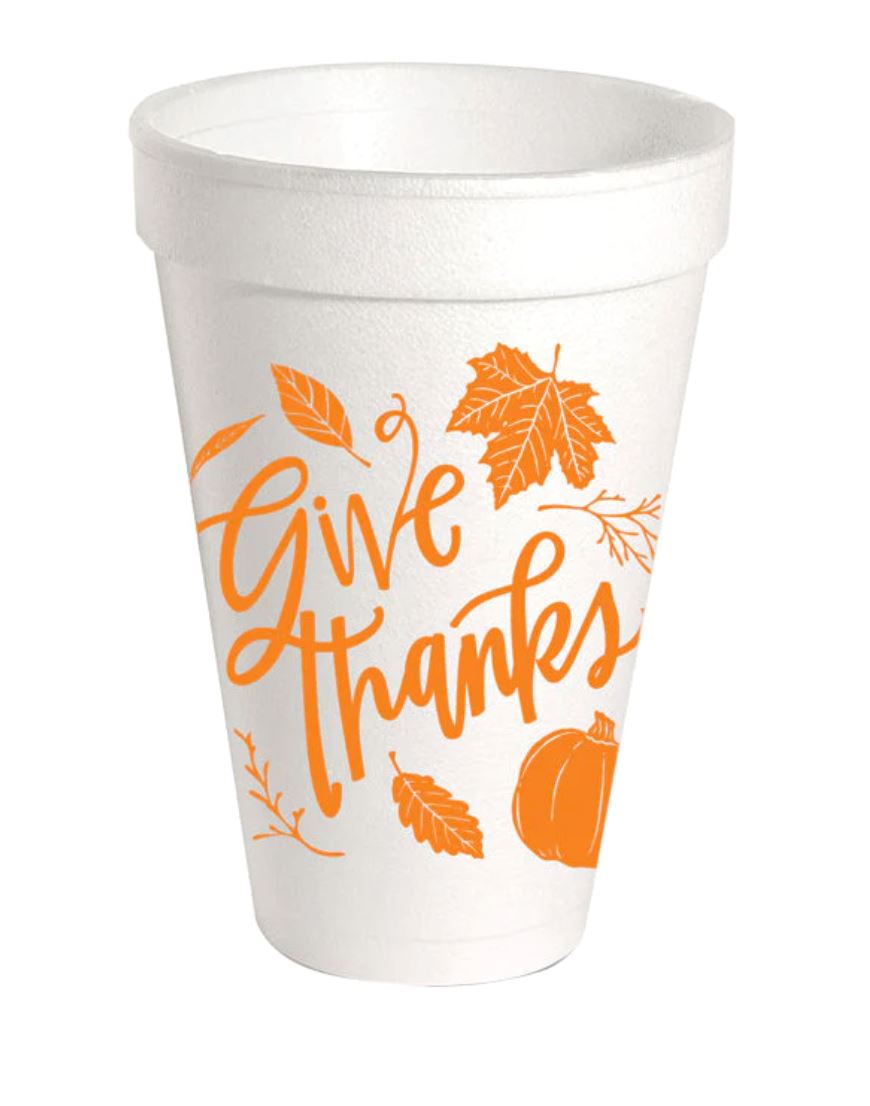 Give Thanks Styrofoam Cups Drinkware Rosanne Beck