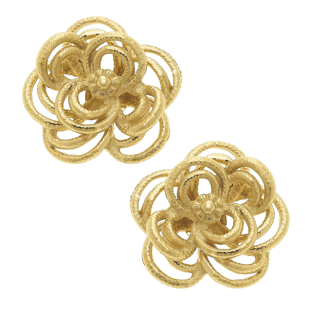 Gold Open Flower Stud Earrings Earrings Susan Shaw