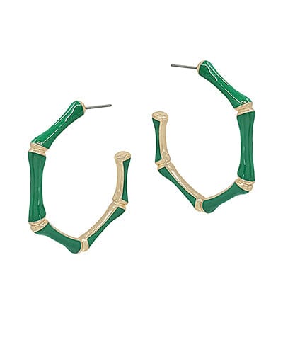 Green Bamboo Hoop Earrings Earrings Golden Stella