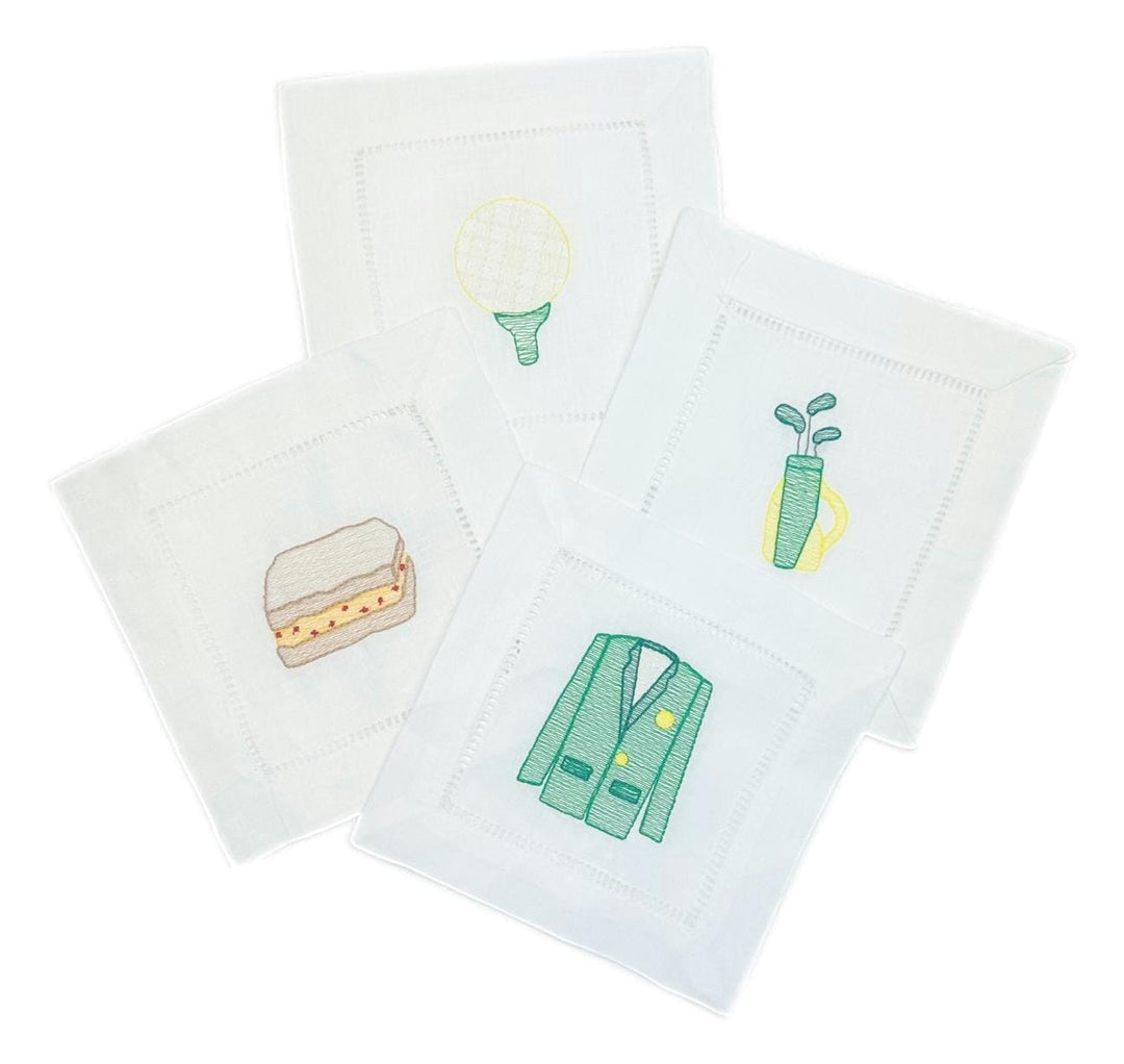 Green Jacket Linen Cocktail Napkins Cocktail Napkins BumbleBee Linens