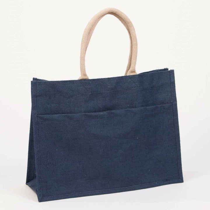 Jute Pocket Tote Bags and Totes The Royal Standard Navy 