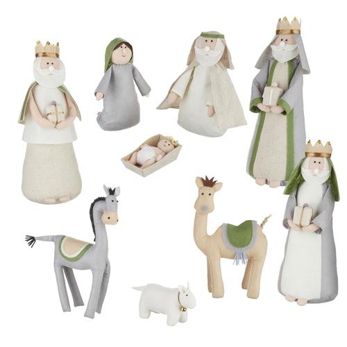 Large Felt Nativity - Neutral and Green Nativity Sets RAZ 