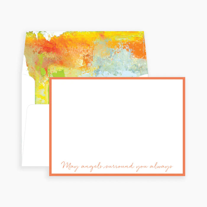 May Angels Surround You Notecards Stationary Anne Neilson Orange 