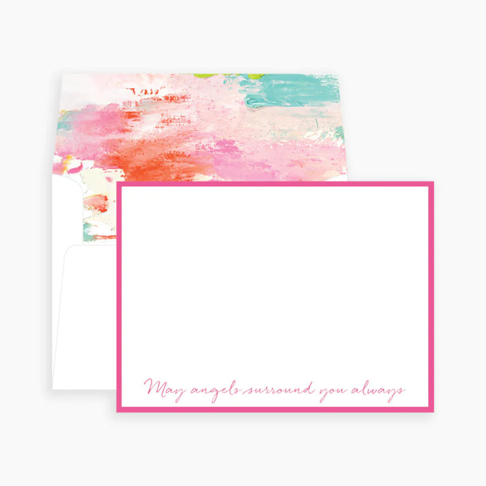 May Angels Surround You Notecards Stationary Anne Neilson Pink 