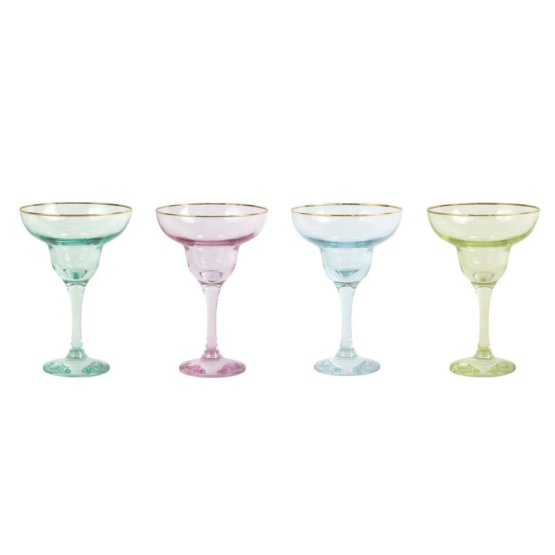 Rainbow Assorted Margarita Glasses - Set of 4 Wine Glasses Vietri