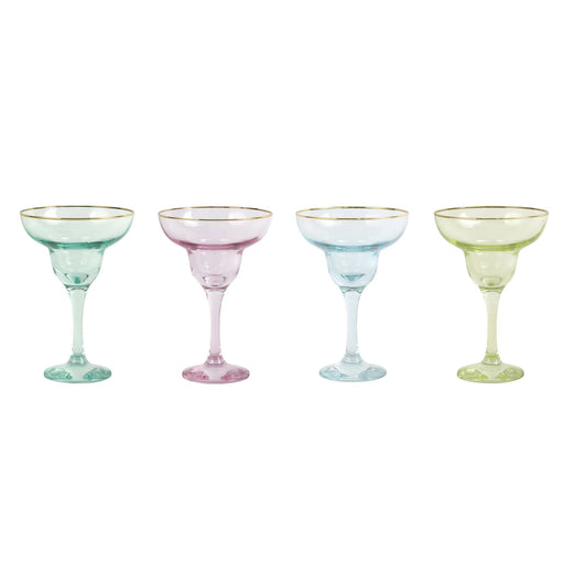Rainbow Assorted Margarita Glasses - Set of 4 Wine Glasses Vietri 