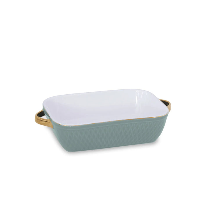 Rectangular Ceramic Baker with Gold Handles - Sage Small Serving Piece Beatriz Ball