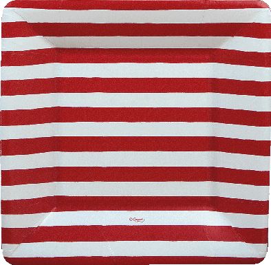 Red and White Stripe Salad and Dessert Plates - 8 Per Package Serving Piece Caspari