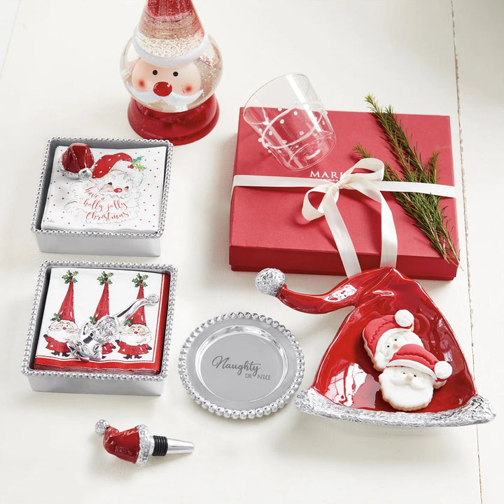 Red Santa Hat Beaded Napkin Box Cocktail Napkins Mariposa