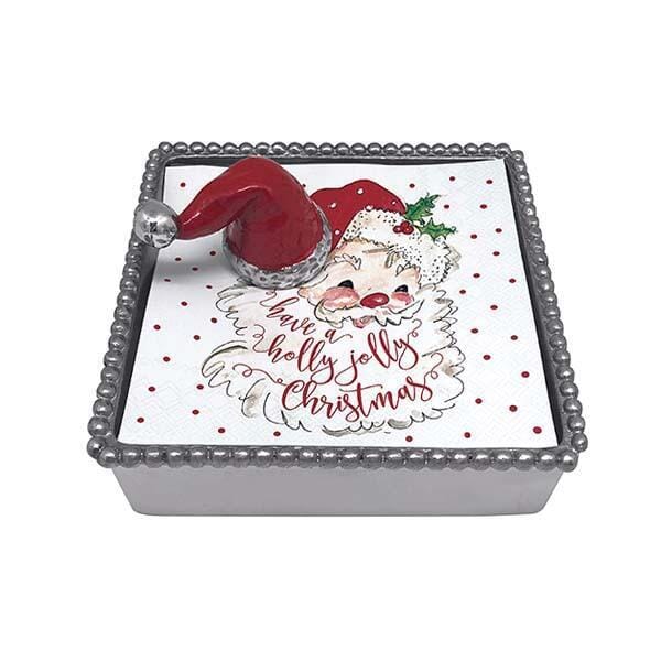 Red Santa Hat Beaded Napkin Box Cocktail Napkins Mariposa