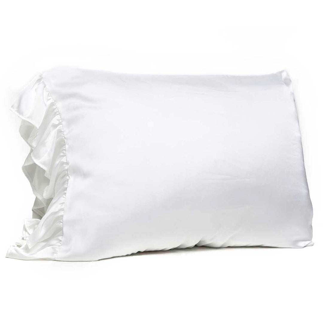 Ruffled Silky Standard Pillowcases pillow case Bella il Fiore White 