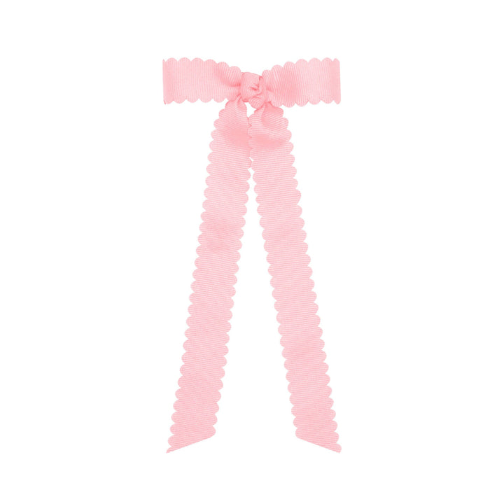 Scalloped Grosgrain Bow with Streamer Tails - Mini Hair Bows WeeOnes Light Pink 