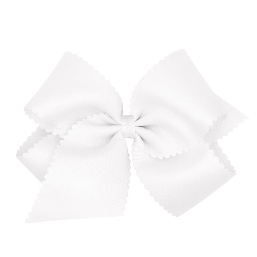Scalloped Hair Bow - King Hair Bows WeeOnes White 