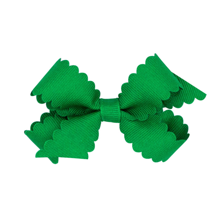 Scalloped Hair Bow - Mini Hair Bows WeeOnes Green 