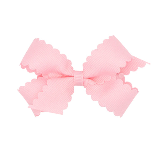 Scalloped Hair Bow - Mini Hair Bows WeeOnes Light Pink 