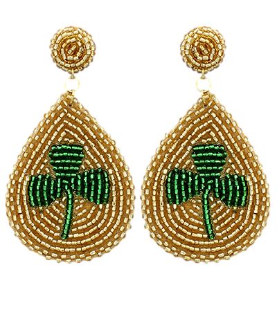 Shamrock Teardrop Earrings - Gold Earrings Golden Stella