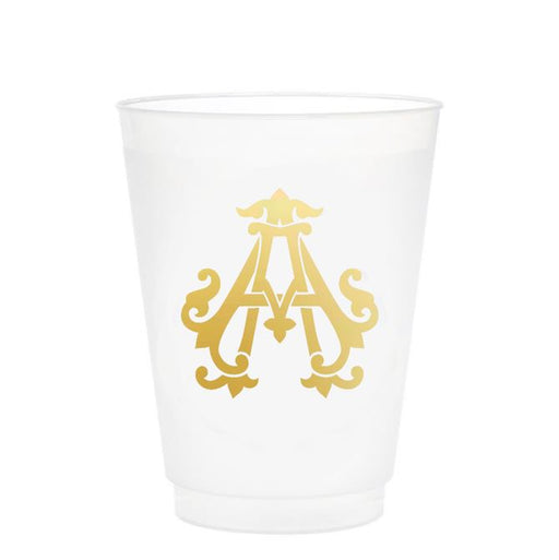 Single Initial Frosted Cups in GOLD Shatterproof Cups Print Appeal A 
