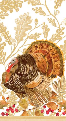 Woodland Turkey Guest Towel Paper Napkins Caspari