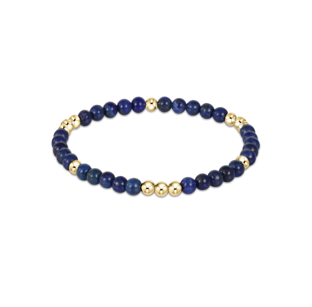 Worthy Pattern 3mm Bead Bracelet - Gemstones + Pearl Bracelet eNewton Lapis 