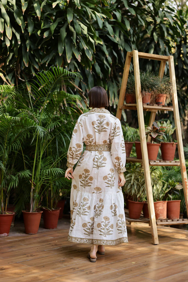 Capri Maxi Dress - Khaki Flower