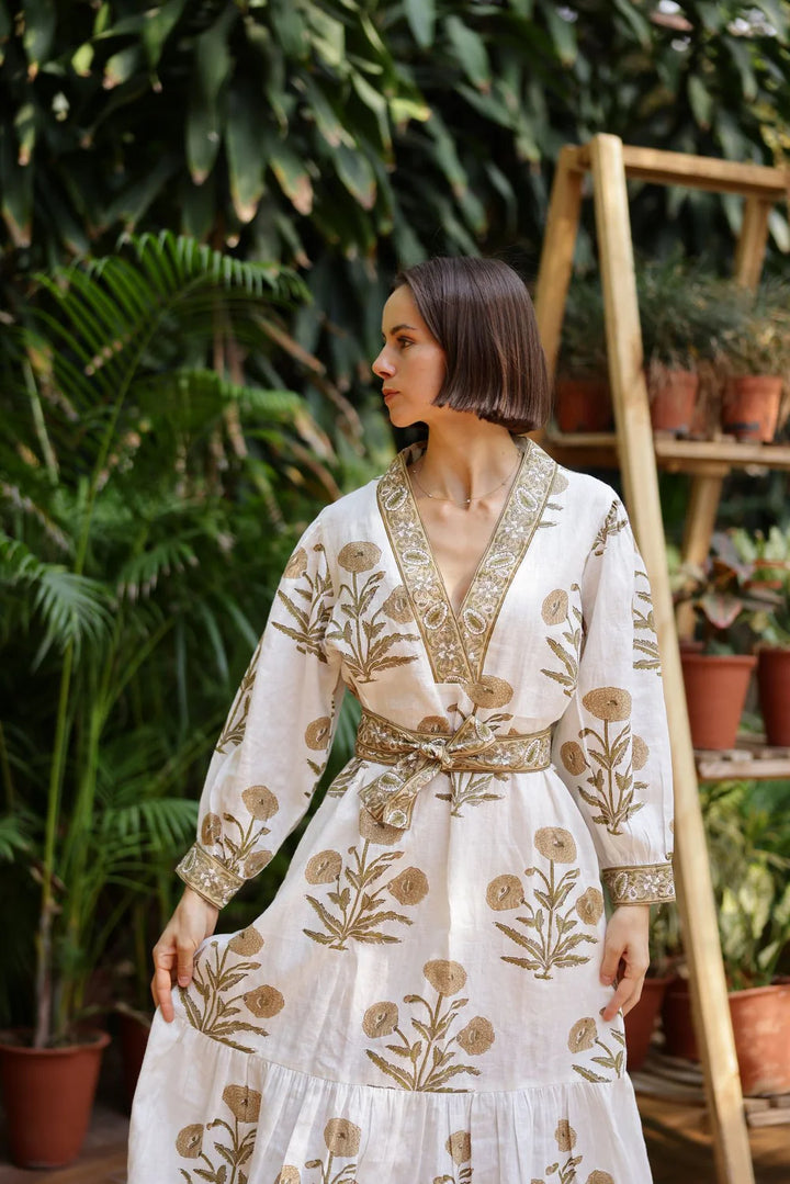 Capri Maxi Dress - Khaki Flower