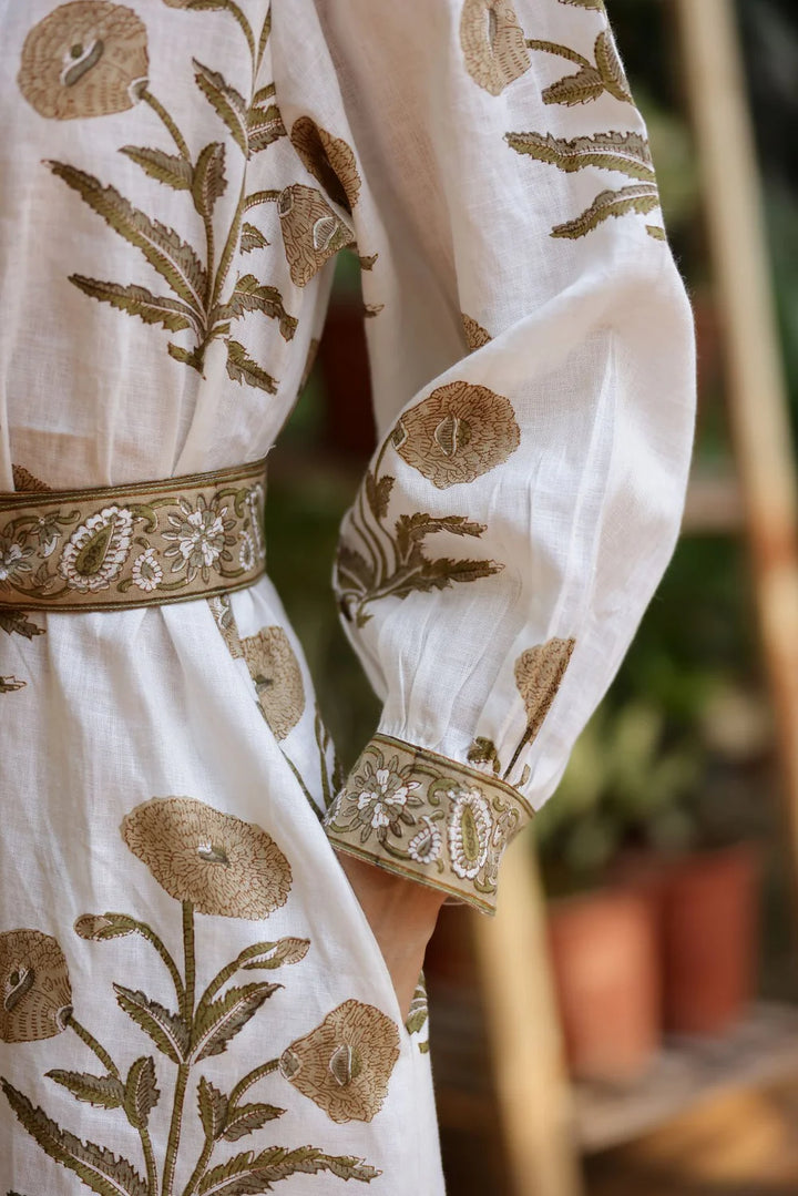 Capri Maxi Dress - Khaki Flower