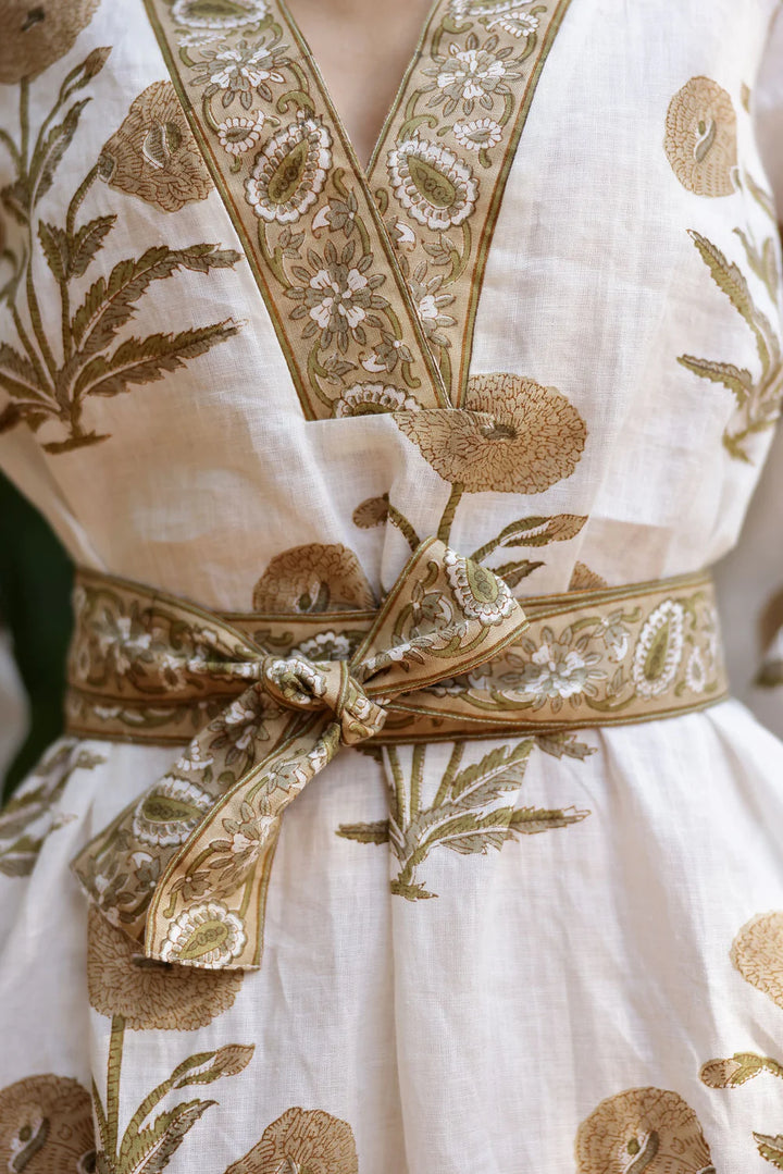 Capri Maxi Dress - Khaki Flower