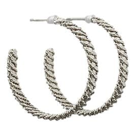 1" Chain Hoops Womens Earrings Golden Stella Rhodium 