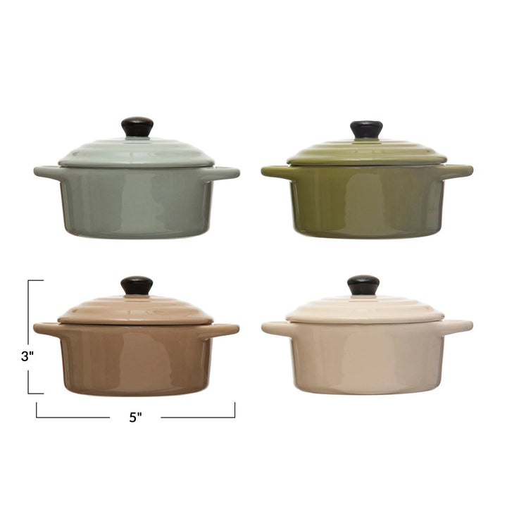 1 Cup Stoneware Mini Bakers with Lid Serving Piece Creative Co-Op 