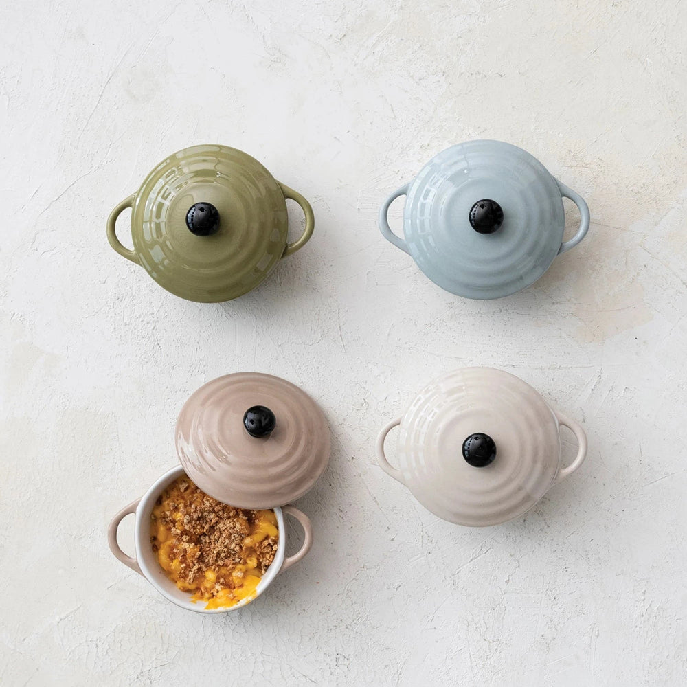 1 Cup Stoneware Mini Bakers with Lid Serving Piece Creative Co-Op 