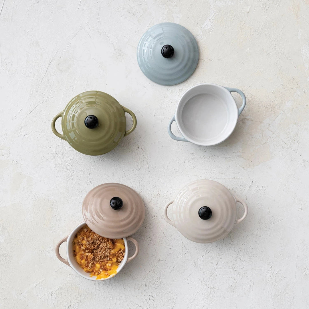 1 Cup Stoneware Mini Bakers with Lid Serving Piece Creative Co-Op 