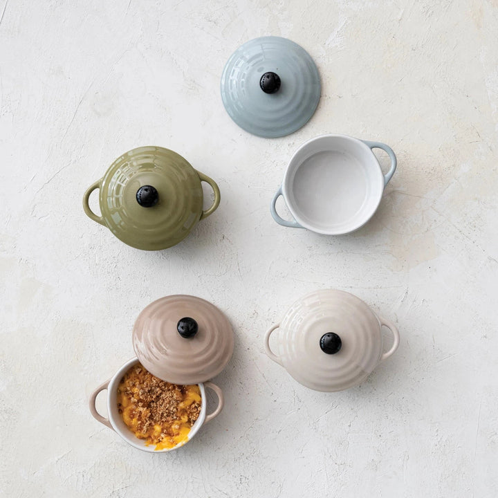 1 Cup Stoneware Mini Bakers with Lid Serving Piece Creative Co-Op 