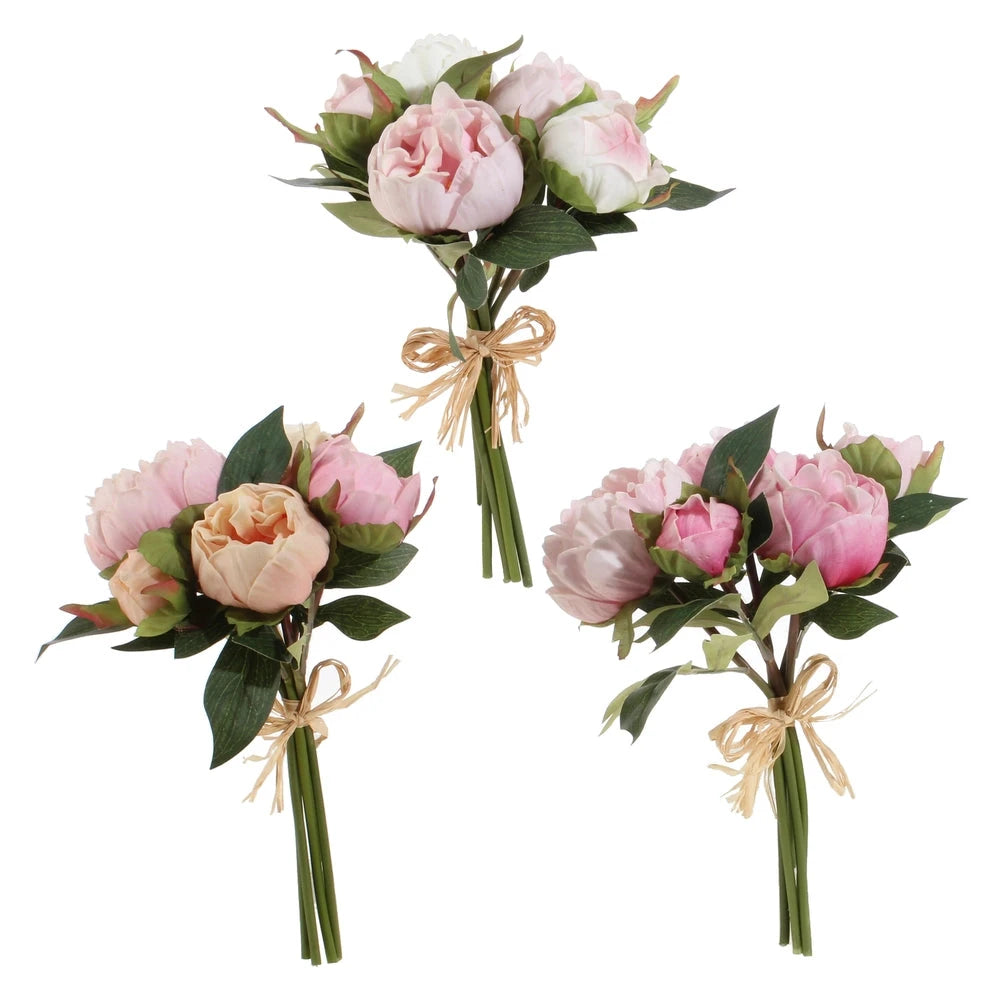 10.5" Real Touch Peony Bundle - Assorted Pinks Faux Florals RAZ 