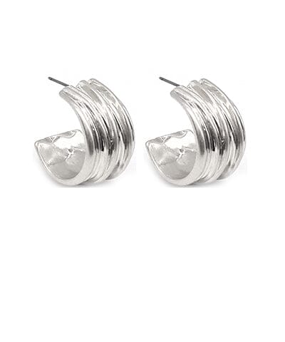 10mm Textured Metal Hoops Womens Earrings Golden Stella 