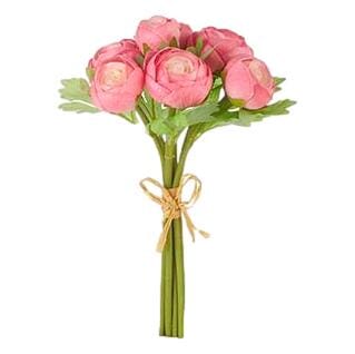 11" Real Touch Ranunculus Bundles Faux Florals RAZ Bright Pink 