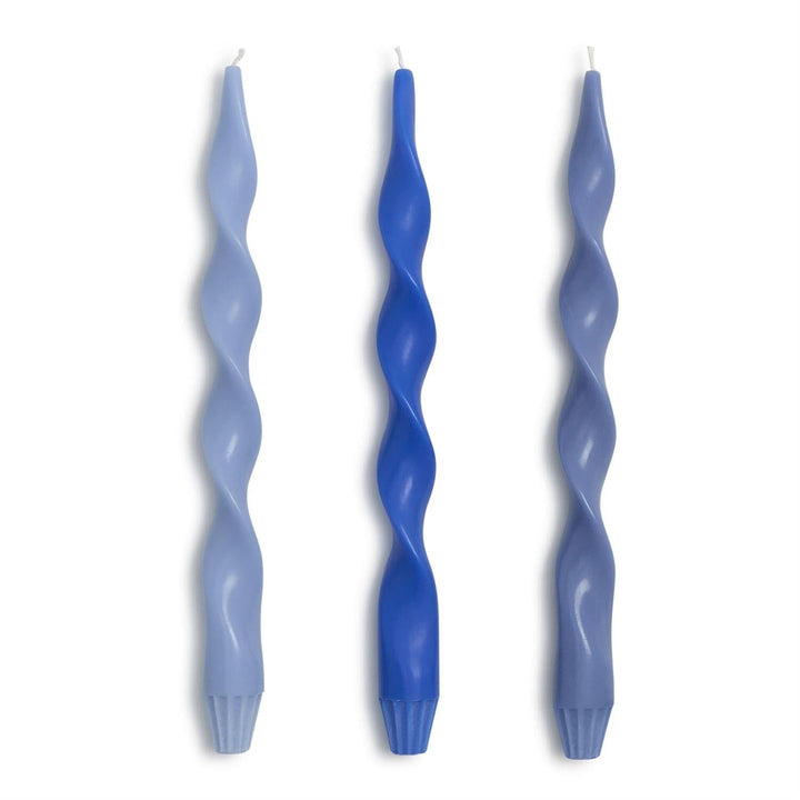 12" Twist Taper Candles - Blue - Set of 3 Candle Two's Company 