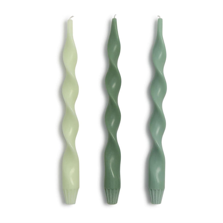 12" Twist Taper Candles - Green - Set of 3 Candle Two's Company 