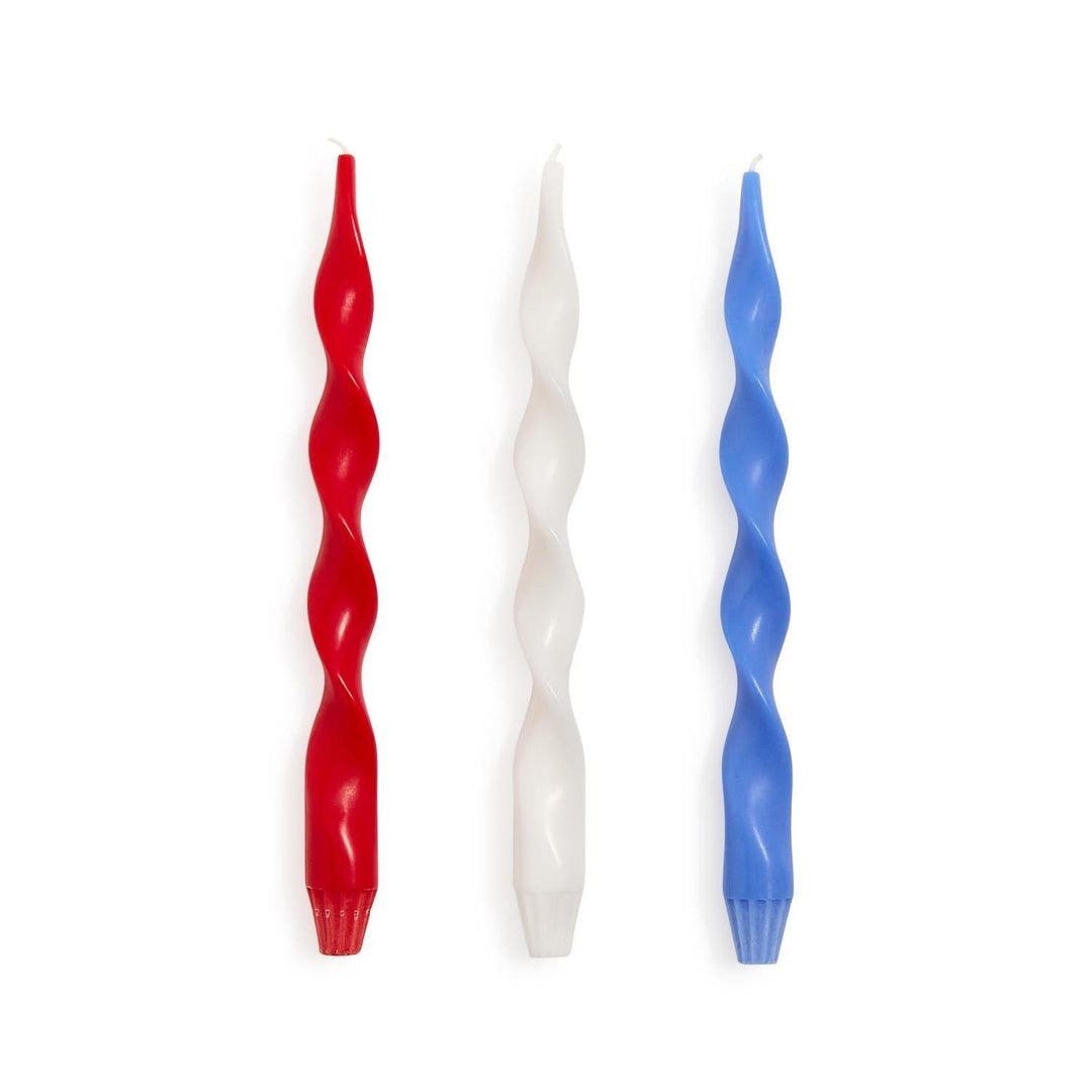 12" Twist Taper Candles - Red, White and Blue Candle Two's Company 
