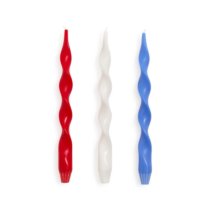 12" Twist Taper Candles - Red, White and Blue Candle Two's Company 