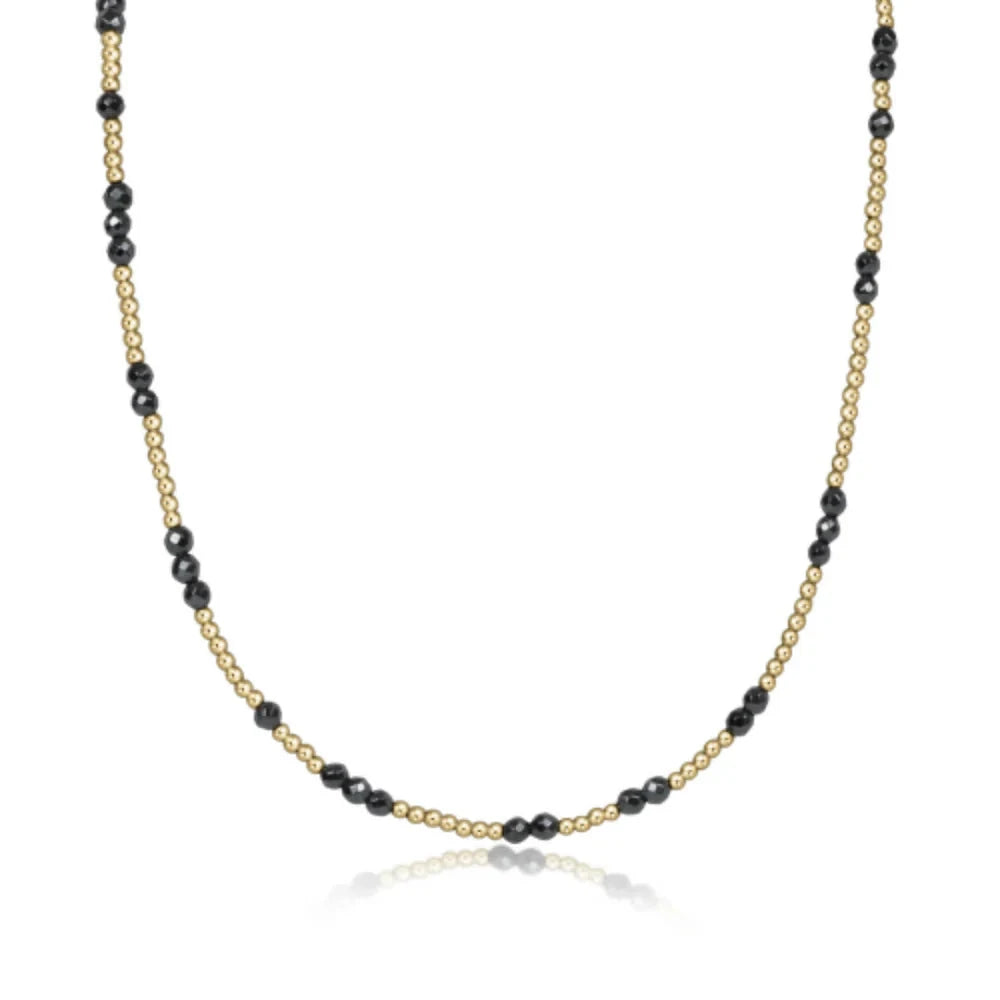 15" Choker Hope Unwritten Gold + Gemstones Womens Necklace ENewton Faceted Hematite 